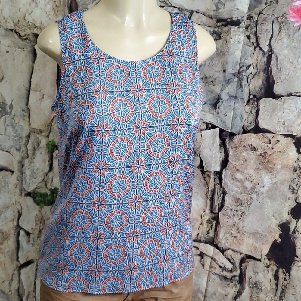 J Crew Geometric Print Crossed Back Blouse size 6